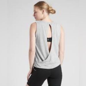 Athleta Jacquard Open Back Tank - Light Grey - Size S